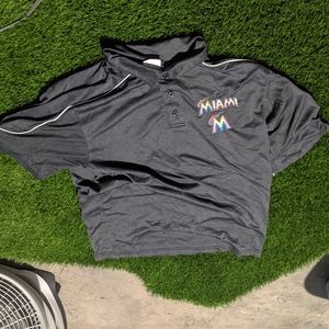 Majestic Vintage 2012 Miami Marlins Embroided Polo Shirt Size L